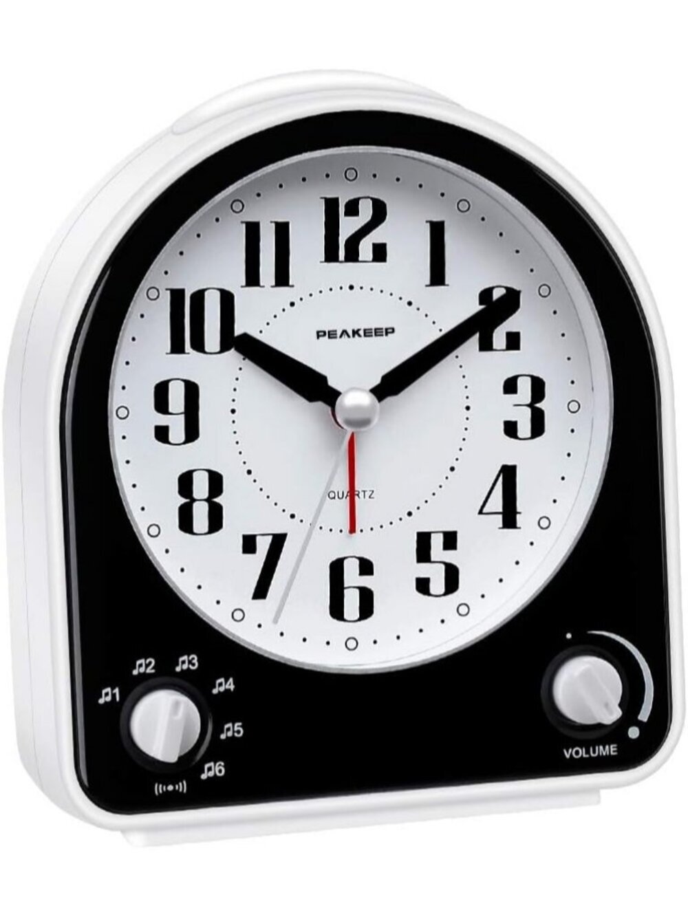 Home Black Analog Battery Operated Alarm Non-Ticking Silent Semicircular Clock